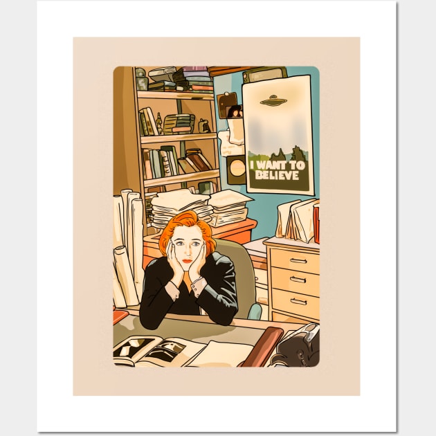 The skeptical Dana Scully in the Mulder s office Wall Art by Mimie20